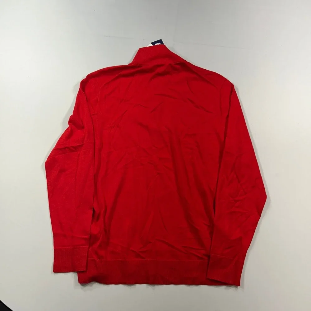Polo Ralph Lauren Luxury Jersey Sweater Mens Large Red 1/4 Zip Pullover $228 NEW